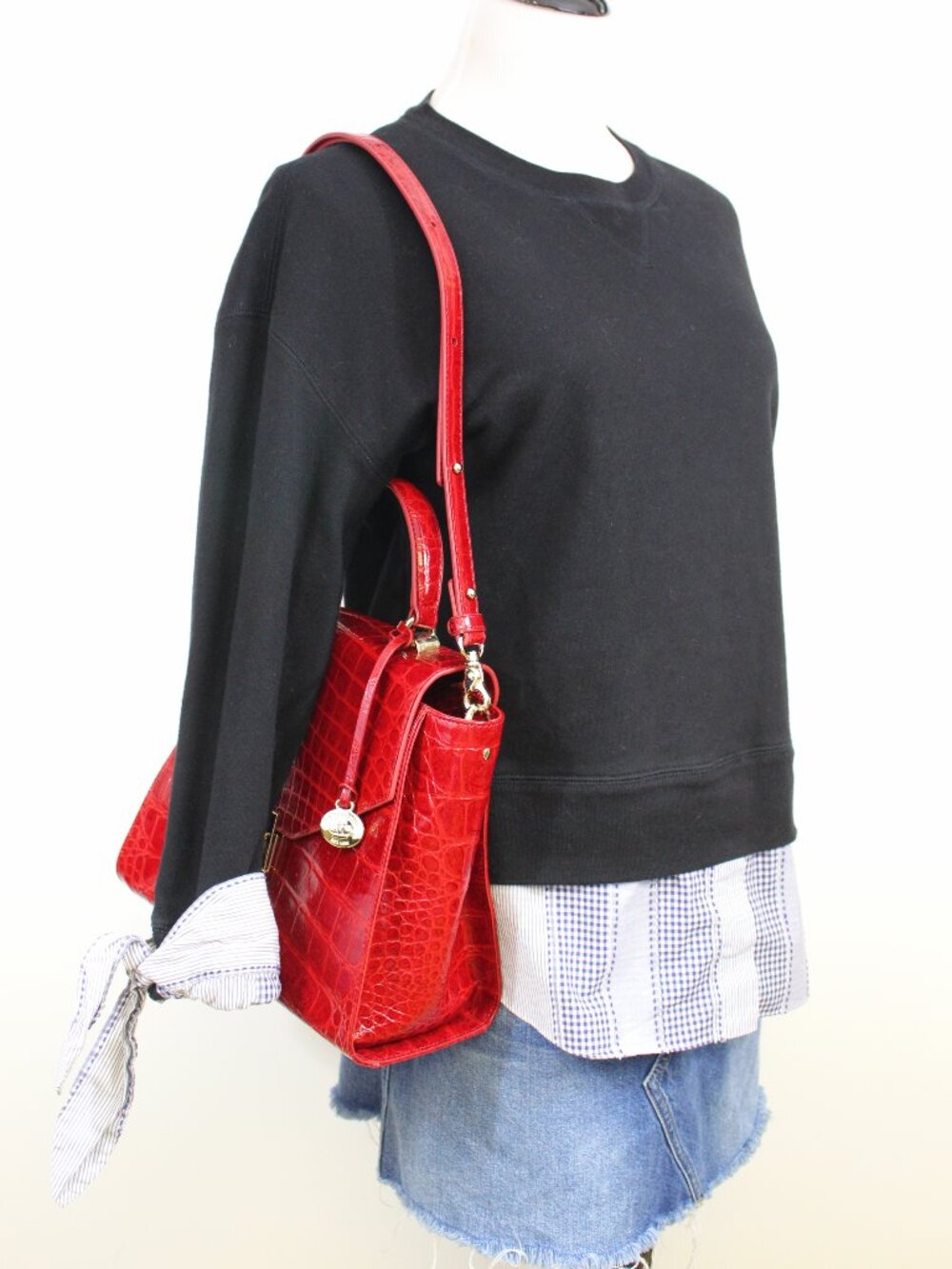 Derek Lam Layered Sweatshirt‎ Shirt Tail Cuffs Black Blue Preppy Chic